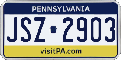 PA license plate JSZ2903