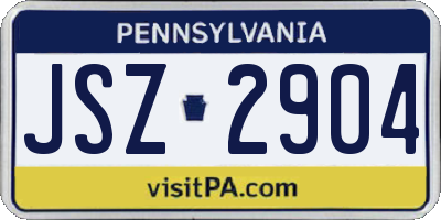 PA license plate JSZ2904