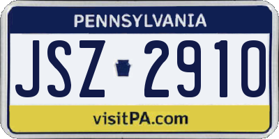 PA license plate JSZ2910