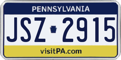 PA license plate JSZ2915
