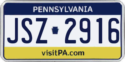 PA license plate JSZ2916