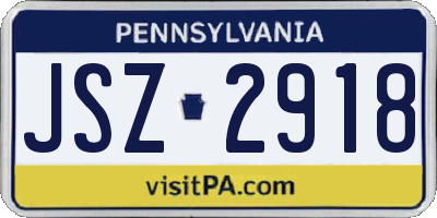 PA license plate JSZ2918