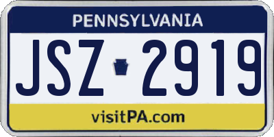 PA license plate JSZ2919