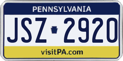 PA license plate JSZ2920