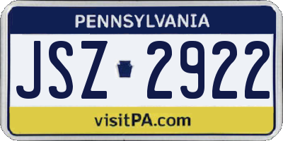 PA license plate JSZ2922
