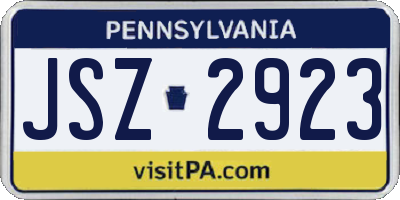 PA license plate JSZ2923
