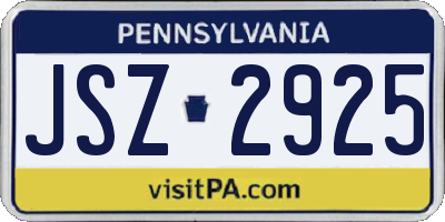 PA license plate JSZ2925