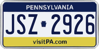PA license plate JSZ2926