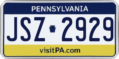 PA license plate JSZ2929