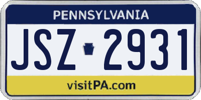 PA license plate JSZ2931