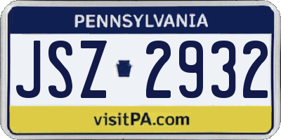 PA license plate JSZ2932