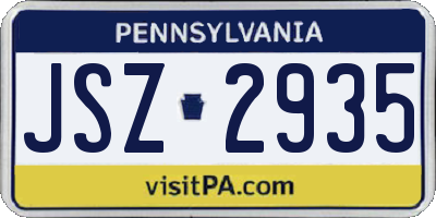 PA license plate JSZ2935