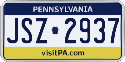 PA license plate JSZ2937