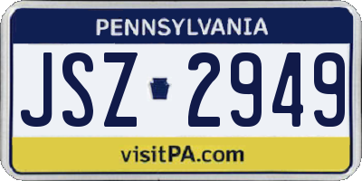 PA license plate JSZ2949