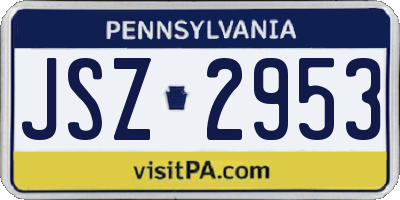 PA license plate JSZ2953