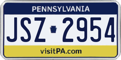 PA license plate JSZ2954