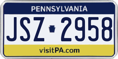 PA license plate JSZ2958