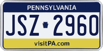 PA license plate JSZ2960