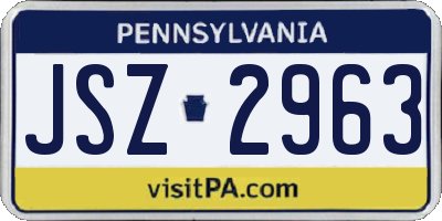 PA license plate JSZ2963