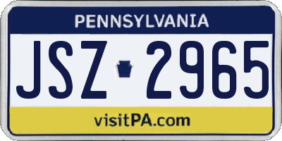 PA license plate JSZ2965