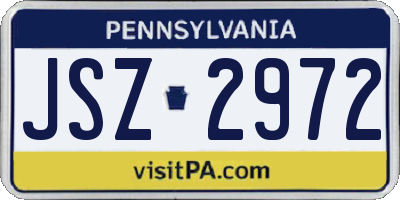 PA license plate JSZ2972