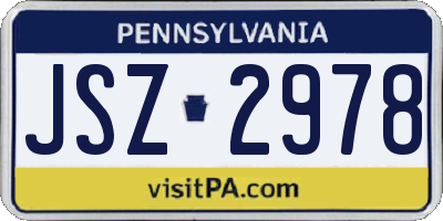 PA license plate JSZ2978