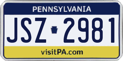 PA license plate JSZ2981