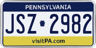 PA license plate JSZ2982