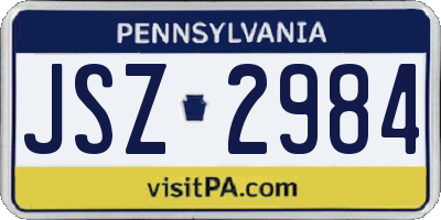 PA license plate JSZ2984