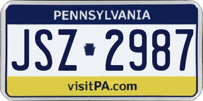 PA license plate JSZ2987