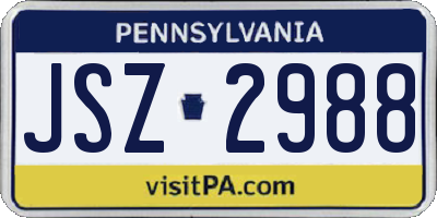 PA license plate JSZ2988