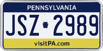 PA license plate JSZ2989