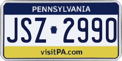 PA license plate JSZ2990