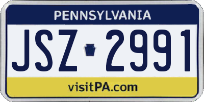 PA license plate JSZ2991