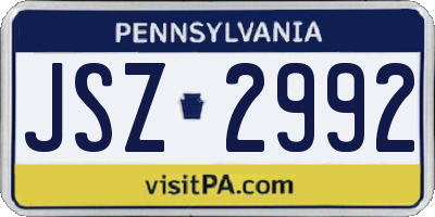 PA license plate JSZ2992