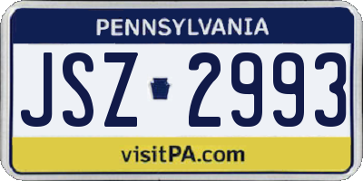 PA license plate JSZ2993