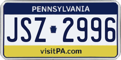 PA license plate JSZ2996
