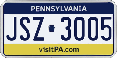 PA license plate JSZ3005