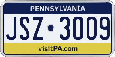 PA license plate JSZ3009