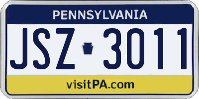 PA license plate JSZ3011