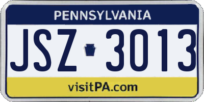 PA license plate JSZ3013