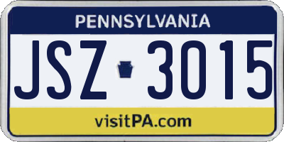 PA license plate JSZ3015