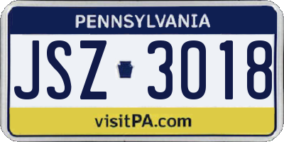 PA license plate JSZ3018