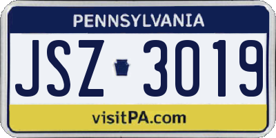 PA license plate JSZ3019