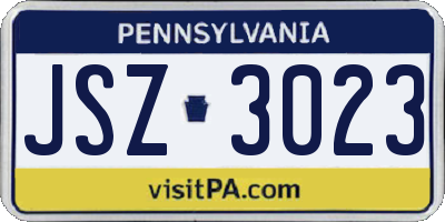 PA license plate JSZ3023