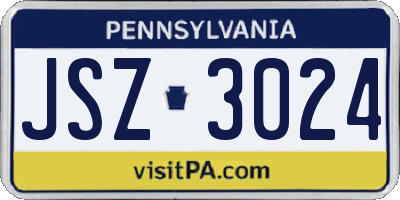 PA license plate JSZ3024