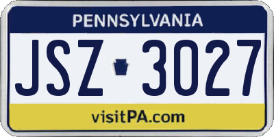 PA license plate JSZ3027