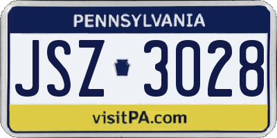 PA license plate JSZ3028