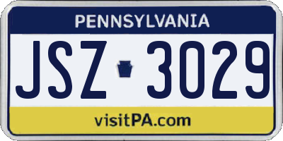 PA license plate JSZ3029