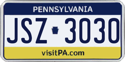 PA license plate JSZ3030